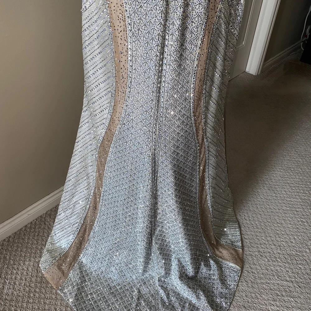 NEW Od Rica Silver Champagne Crystal Sparkling Rhinestone Wedding Evening Dress - Picture 14 of 16